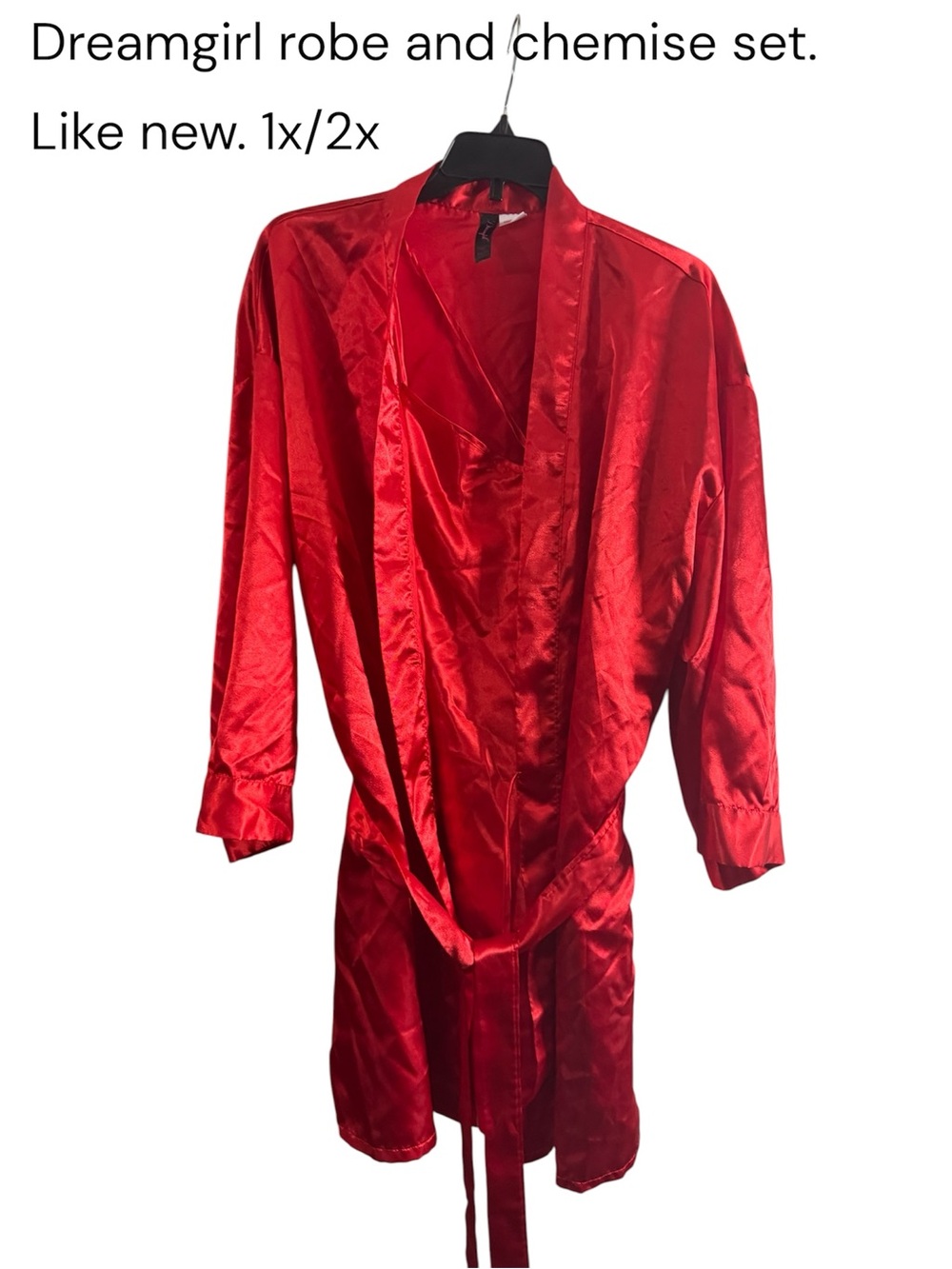 Dreamgirl Red Satin Robe & Chemise Loungewear Set